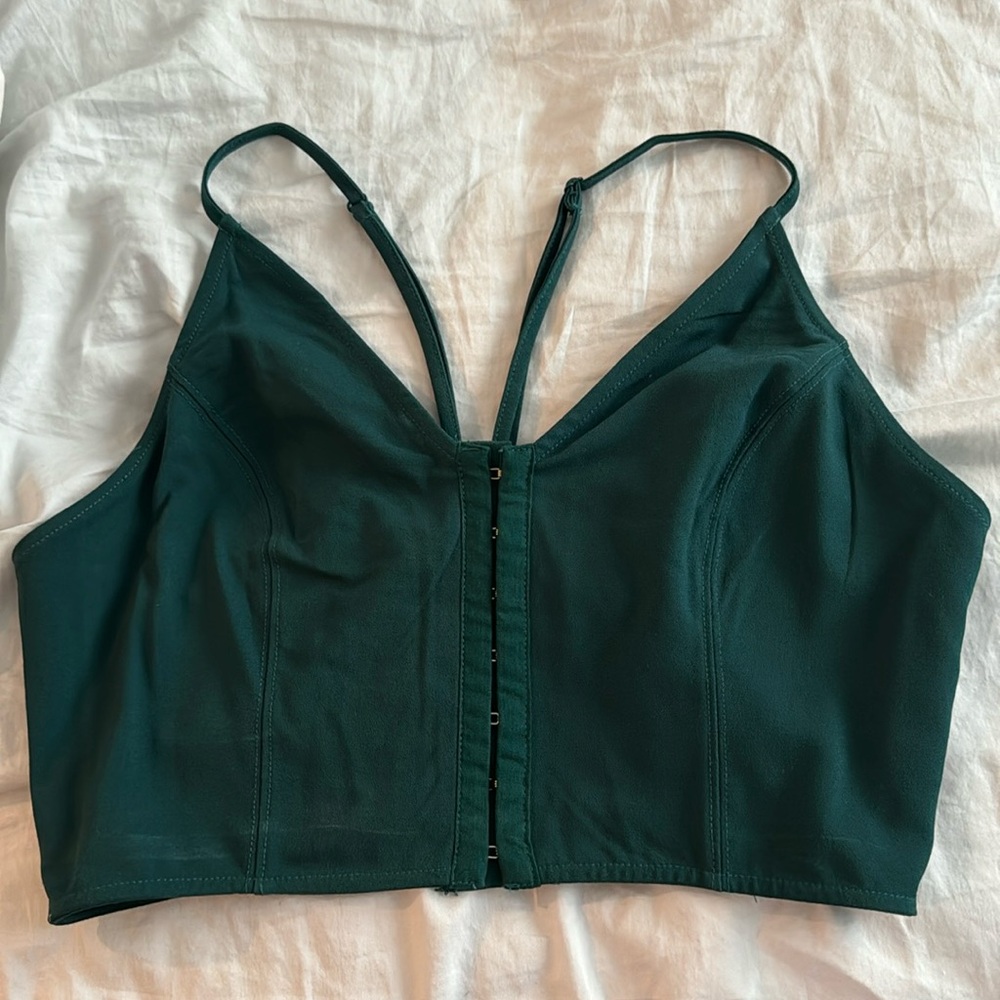 FREE PEOPLE GREEN CORSET BUSTIER TOP